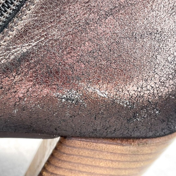 Paul Green Boots Womens 7/ 9 Rockin Booties‎ Brown Suede Zip Chunky Staked Heels - Picture 5 of 12